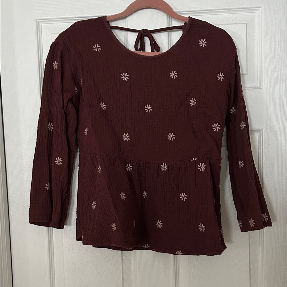 Madewell Women's Maroon Floral Top